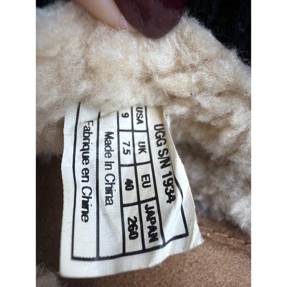 Ugg Knitted Cuff Shearling Lined Suede Wedge Mules Size 8 Black - Picture 7 of 9